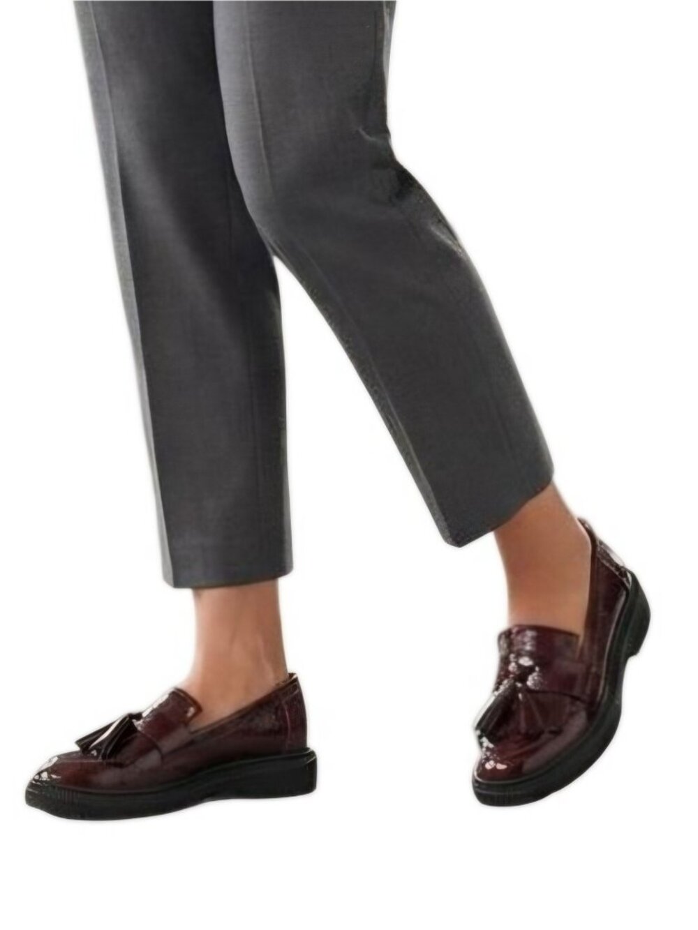 Franco Sarto Jack Burgundy Faux Leather Lug Sole Preppy Loafers Size 9.5M